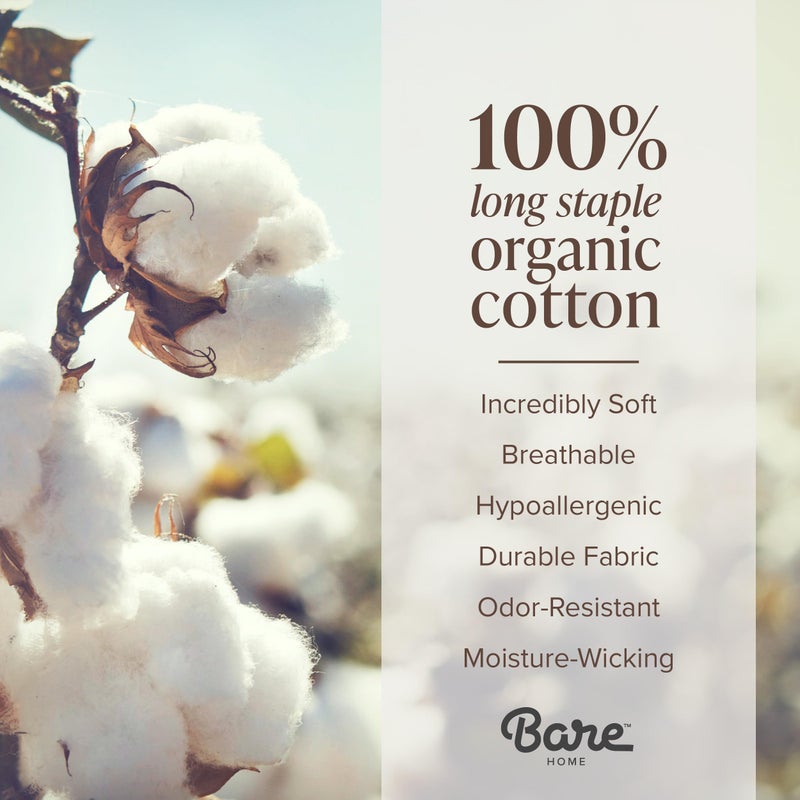 Bare Home 100% Organic Cotton King Sheet Set - 400 Thread Count - Smooth Sateen Weave - Breathable & Cooling - Hotel Luxury Set - Deep Pocket Bed Sheets (King, White) - Image 4